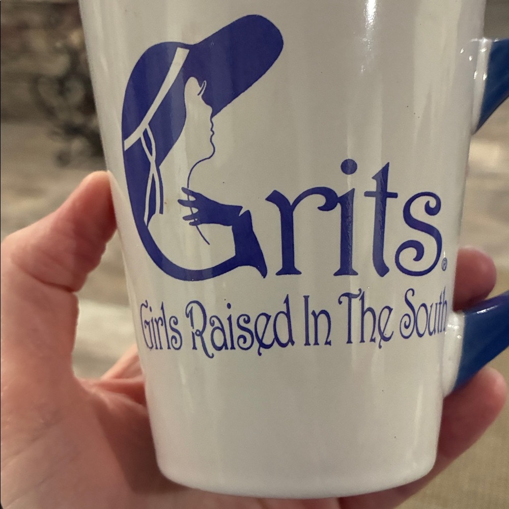 Grits Blue and White Mug Girls raised in the south.